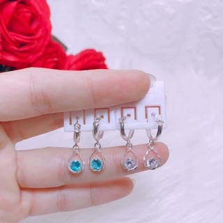 Bông tai bạc đính đá_ Trang sức Cao cấp