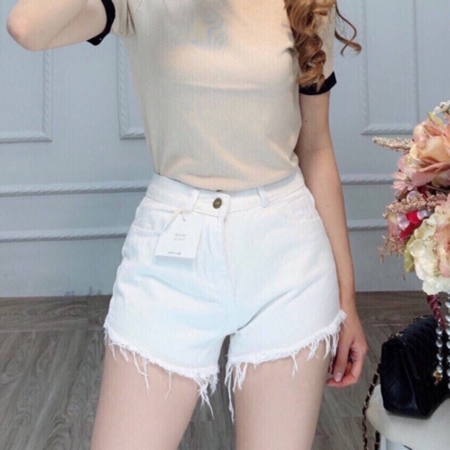 Quần short kaki co giãn tua rua