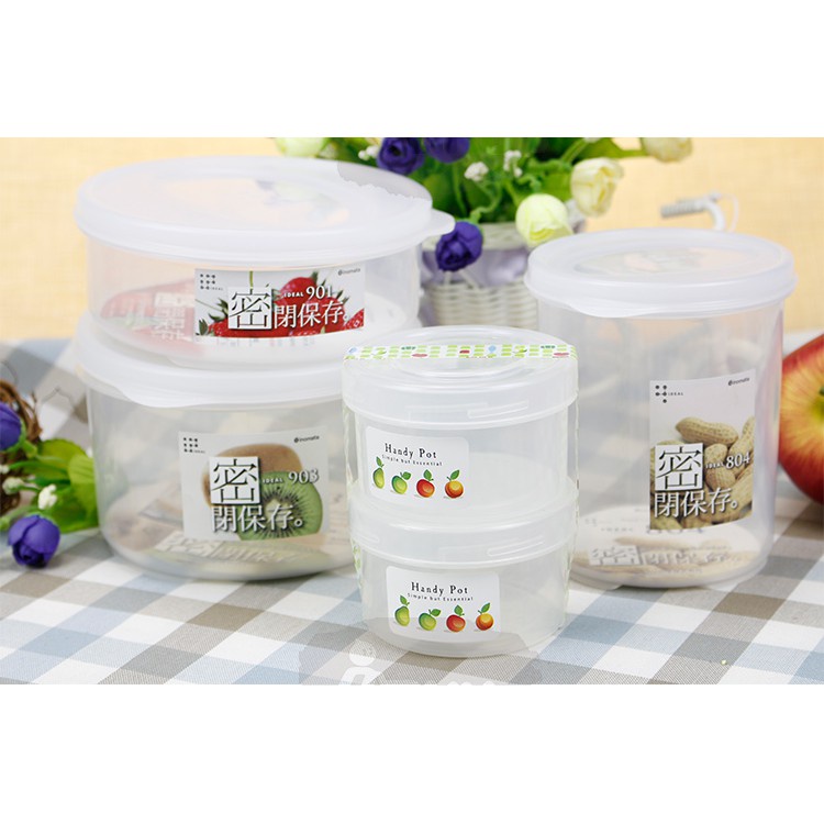 Hộp nhựa đựng thực phẩm dáng tròn inomata 570ml, 830ml Hàng Nội Địa Nhật