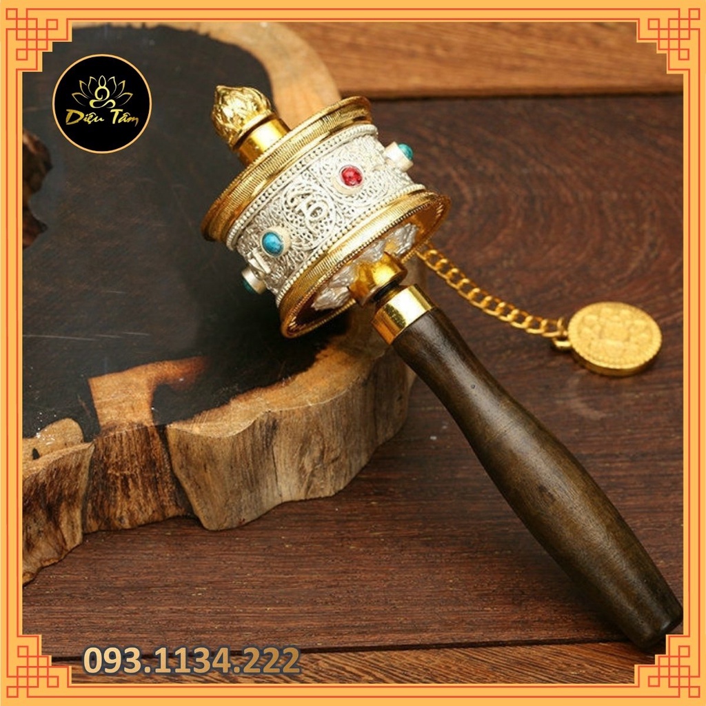 Kinh Luân cầm tay Tây Tạng Om Mani Padme Hum - bánh xe Tây Tạng cầu bình an Mani kinh luân MS250