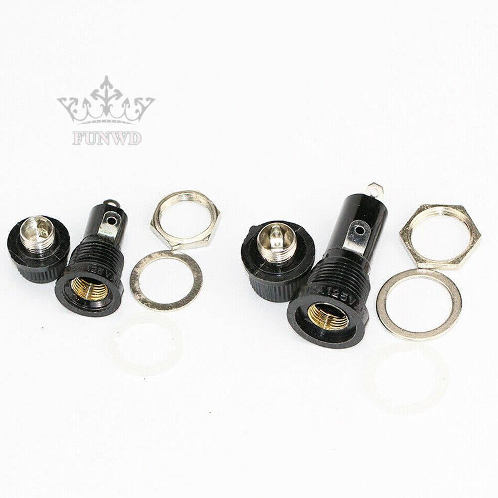【FUNWD】2 Pcs / Set Panel Mount Chassis Fuse Holder For 5x20mm Glass Fuses 10A 250V