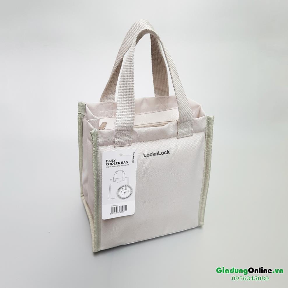Túi Giữ Nhiệt LocknLock Đựng Hộp Cơm Daily Cooler Bag HWB820, size nhỏ, sẵn 2 màu navy và trắng sữa