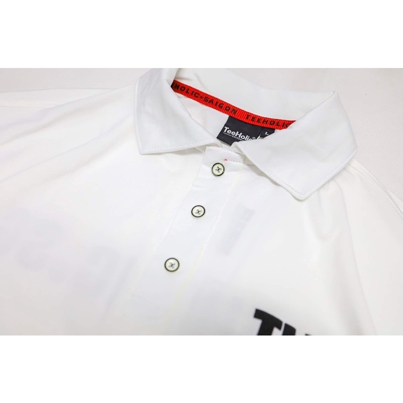 Áo Polo Form Rộng Unisex TeeHolic Logo Phồng Nổi Màu Đen Trắng - THS