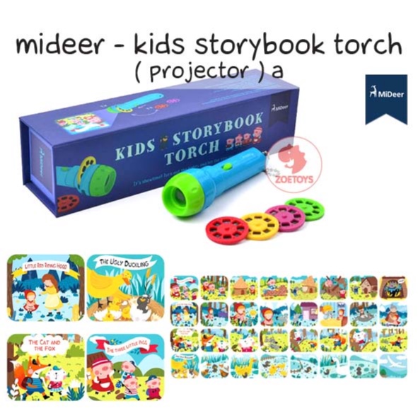 Zoetoys Mideer Đèn Đuốc Kể Chuyện Trẻ Em (Khuyến Mãi) | Máy Chiếu Kể Chuyện Tiếng Anh Indonesia 11 Tấm | Mũ Trùm Đầu Hình Chú Heo Cưỡi Vịt Xấu Xí | Đồ Chơi Kể Chuyện Cổ Tích Đang Ngủ Cho Bé | Cách Quà Giáng Sinh