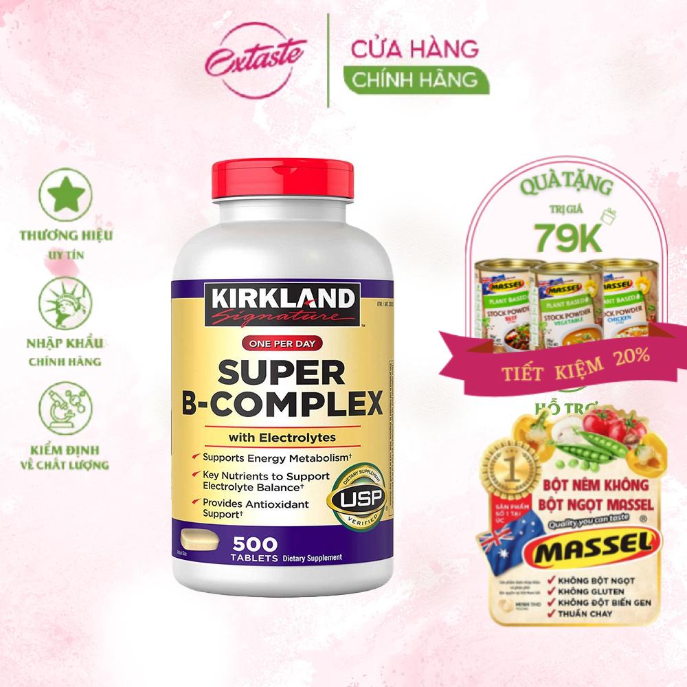 Viên uống bổ sung vitamin B Kirkland Super B-complex tăng hệ miễn dịch 500 viên extaste