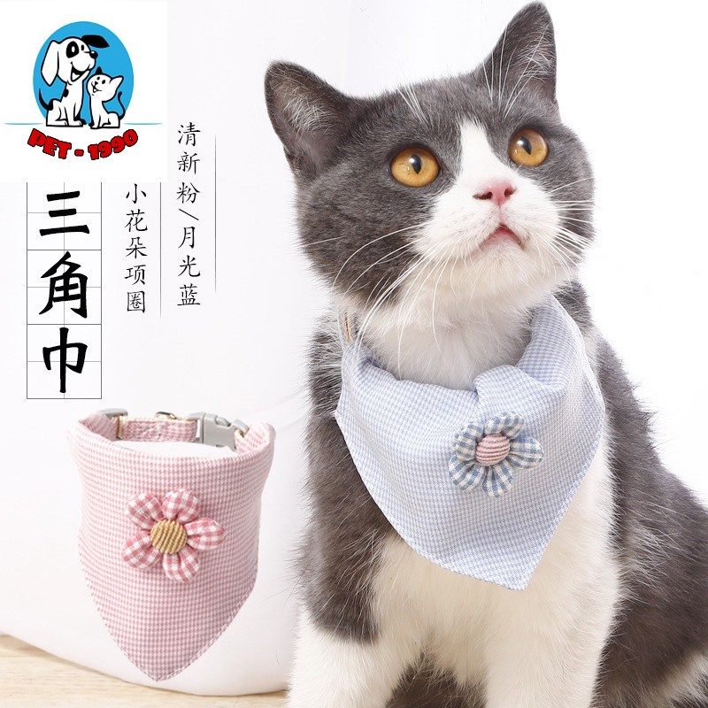 Yếm Quàng Cổ Nơ Hoa Xinh Xắn Phong Cách Hàn Quốc Cho Mèo Cưng