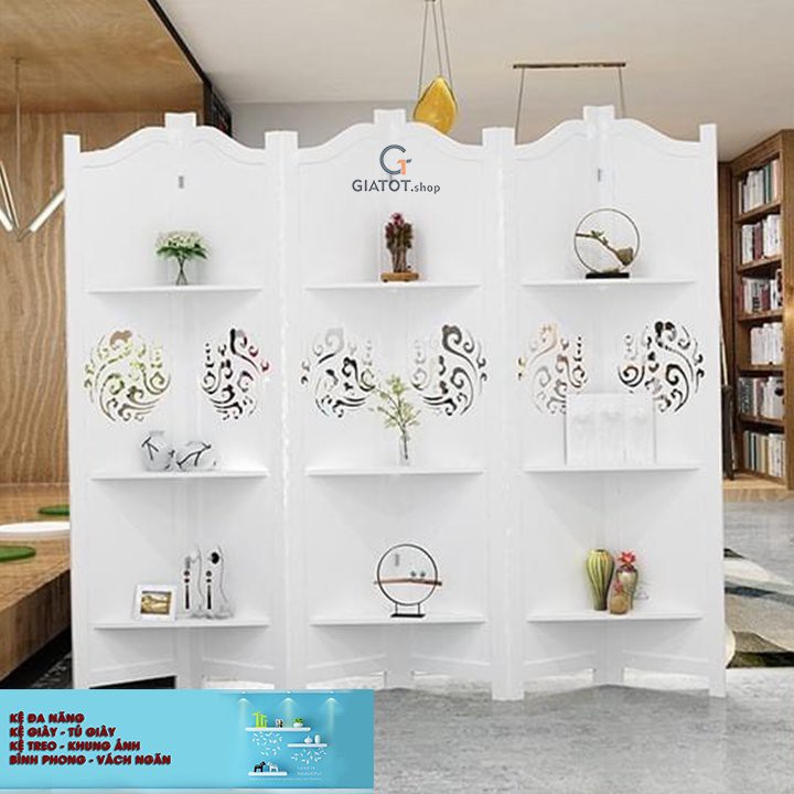 Vách ngăn bình phong có kệ trang trí kín đáo ấn tượng GTS321 / 1 TẤM
