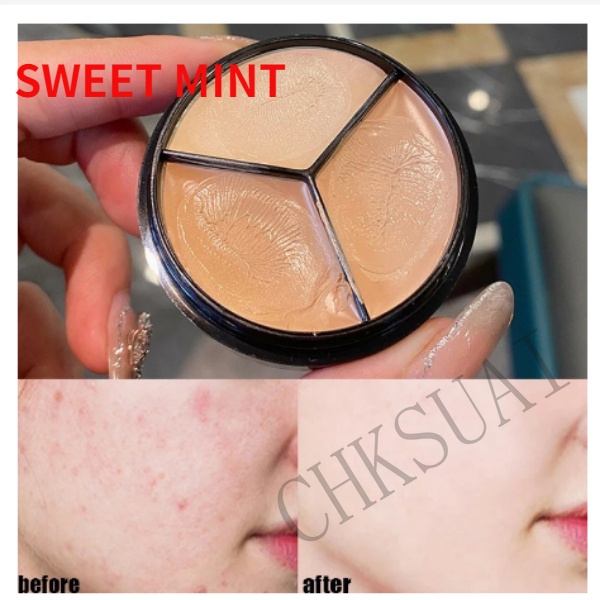Bảng kem che khuyết điểm Sweet Mint 3 màu khít lỗ chân lông tự nhiên lâu trôi dưỡng ẩm