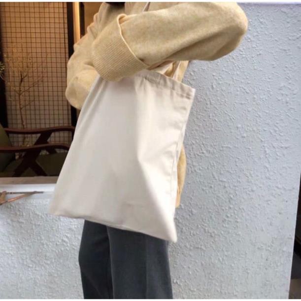 [GIÁ BUÔN RẺ] Túi vải tote nữ unisex đeo vai xách tay chéo Canvas trơn basic trắng đen ngà có khóa - Sỉ balo Túi xách