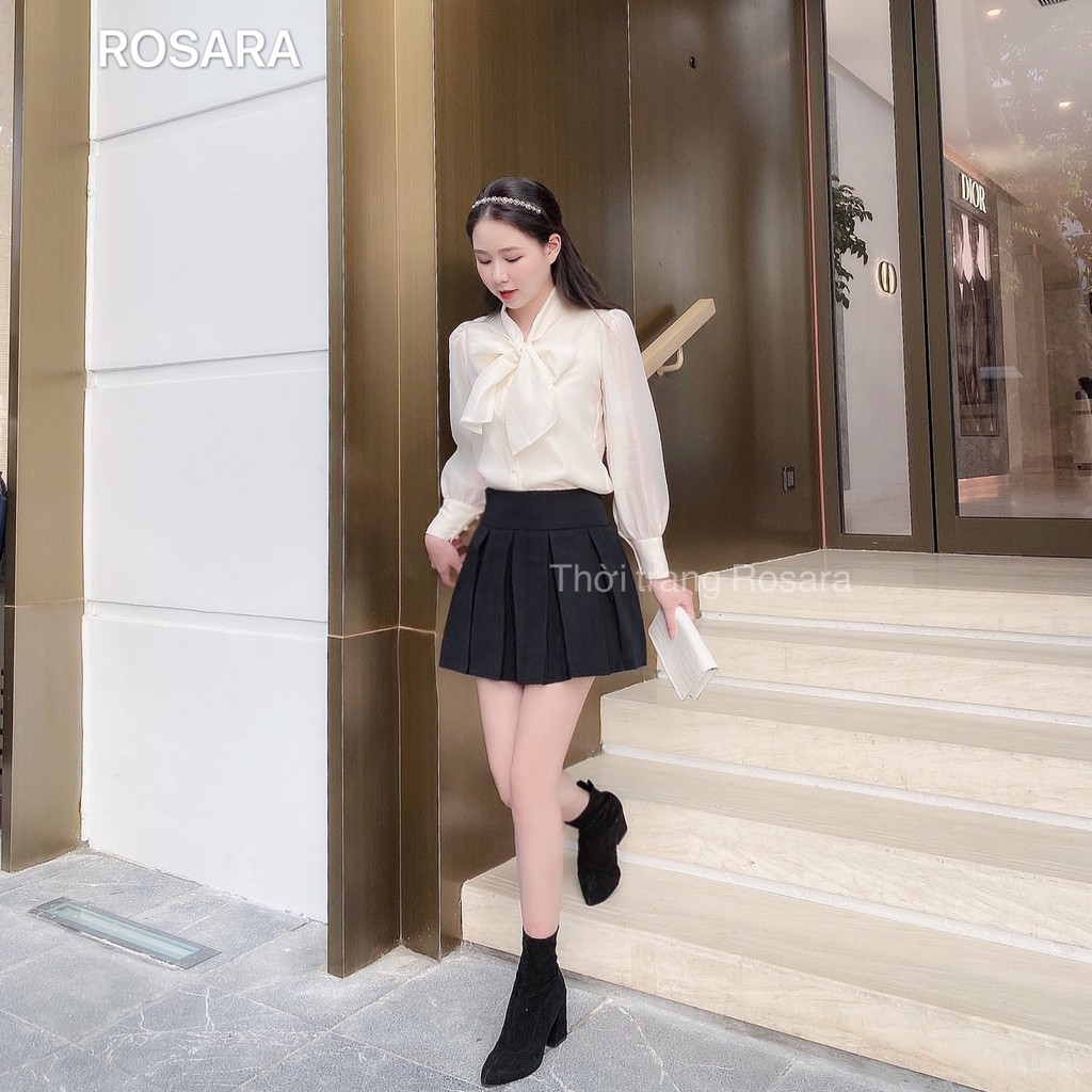 Áo sơ mi thời trang nữ dài tay cổ nơ Rosara AM229 | BigBuy360 - bigbuy360.vn