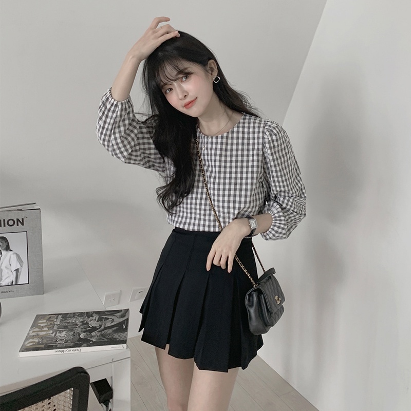 Áo sơ mi tay dài kẻ sọc ca rô thiết kế mới dành cho nữ