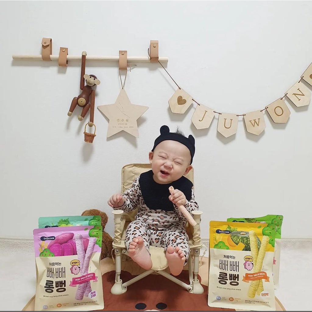 Bánh Gạo Lứt Hữu Cơ Bebecook Dạng Ống Dài Hàn Quốc Cho Bé Ăn Dặm 7m+