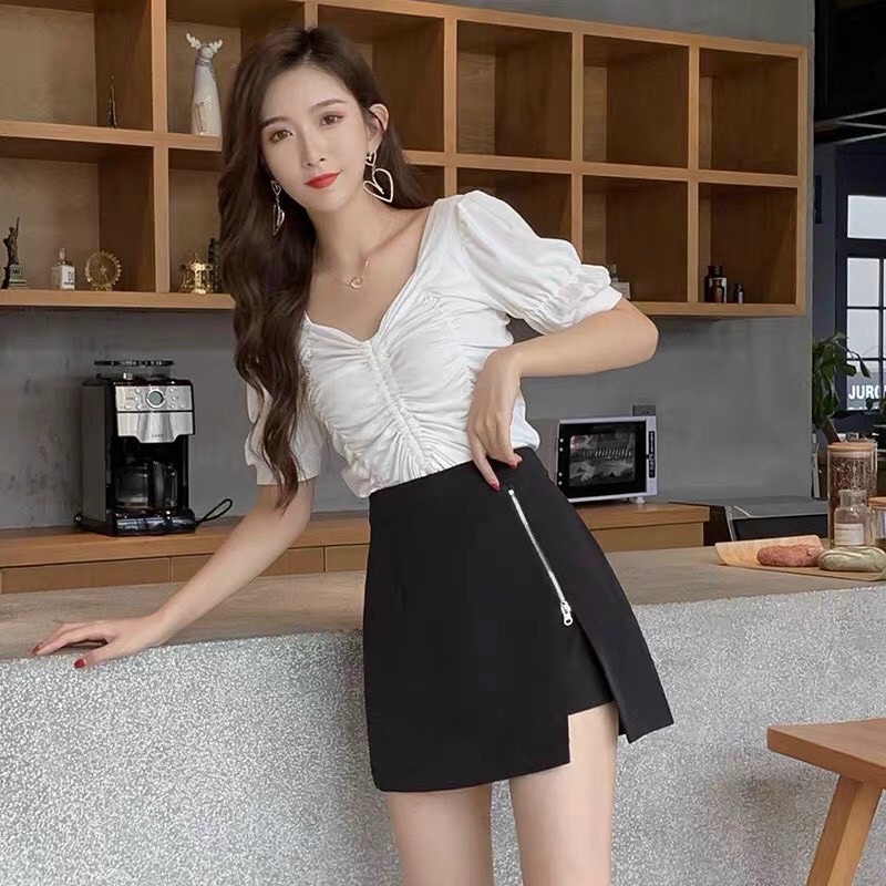 Quần giả váy khoá cạnh siêu xinh ( ảnh thật - video)