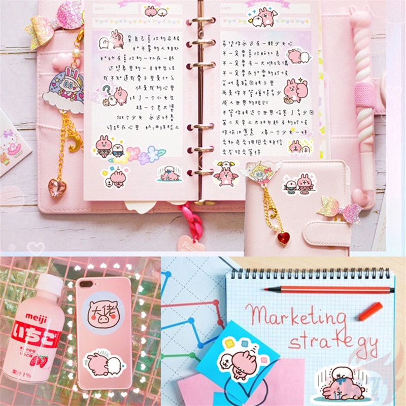❉ Piske &amp; Usagi - Kanahei Stickers B ❉ 40Pcs/Set DIY Decals Stickers for Album Diary Laptop Scrapbooks Skateboard