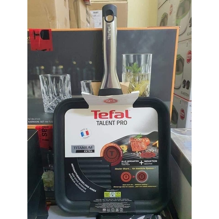 Chảo Vuông Có Rãnh 26x26cm (chảo nướng) Tefal Talent Pro (Made in France)