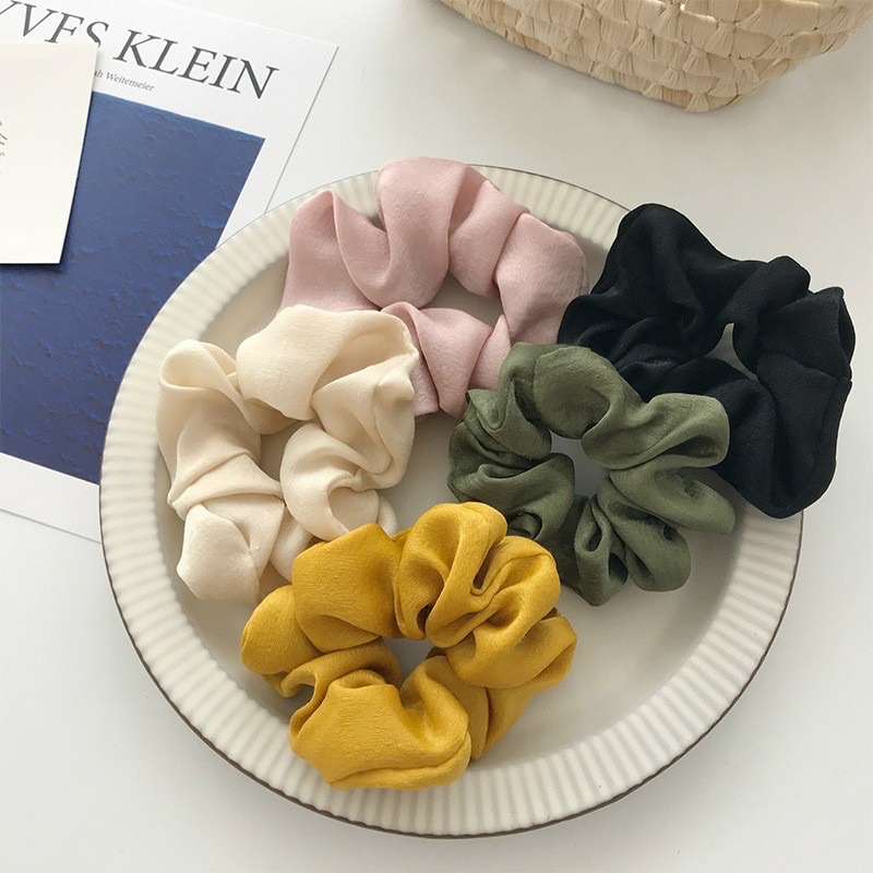 Dây buộc tóc scrunchie vải lụa bóng ( shop giao màu ngẫu nhiên )