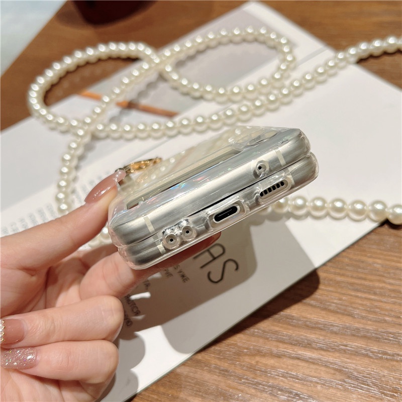 Ốp điện thoại HOCE phối dây đeo ngọc trai cho Samsung Z Flip 3 4 5G ZFlip3 ZFlip4 4