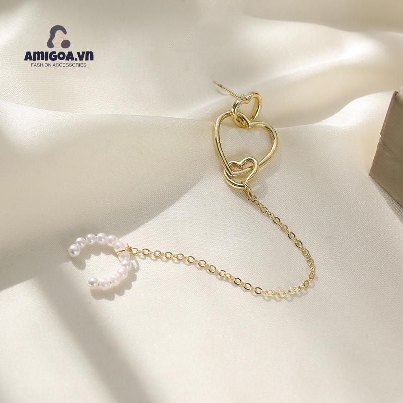 ✨✨Khuyên Kẹp Vành Tai Tua Rua Hình Trái Tim Thời Trang Cho Nữ