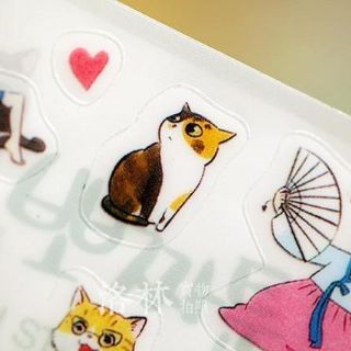 Set 6 tấm sticker mèo đen  ST07