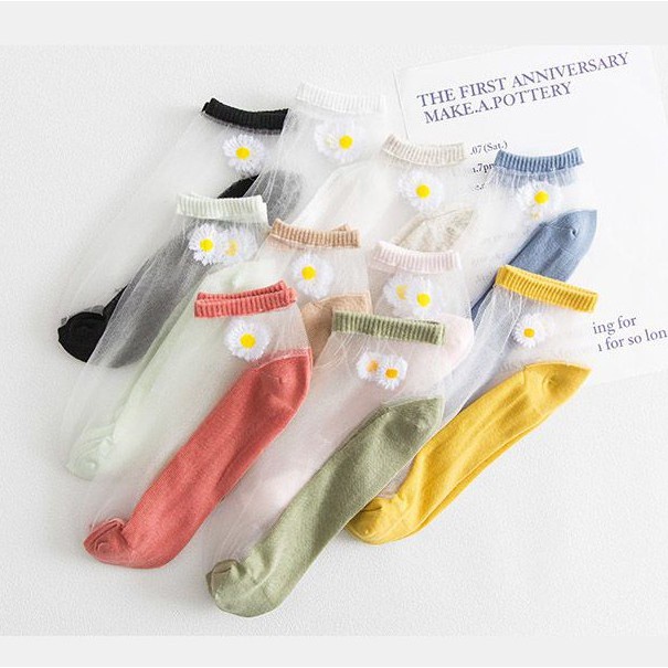 Túi 10 đôi tất lưới ren hoa cúc