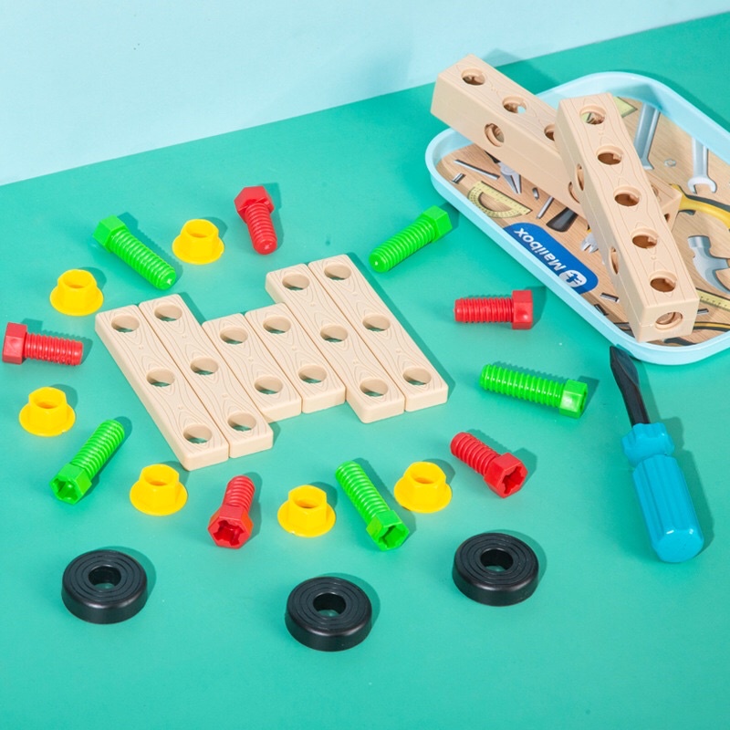 Montessori - Bộ Đồ Chơi Kỹ Thuật Vặn ốc Vít Bằng gỗ Giúp Bé Phát Triển Trí Tuệ