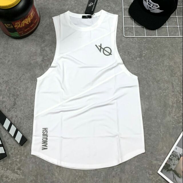 Tanktop ba lổ gym VQ thêu xịn đẹp thun lạnh mát mẽ