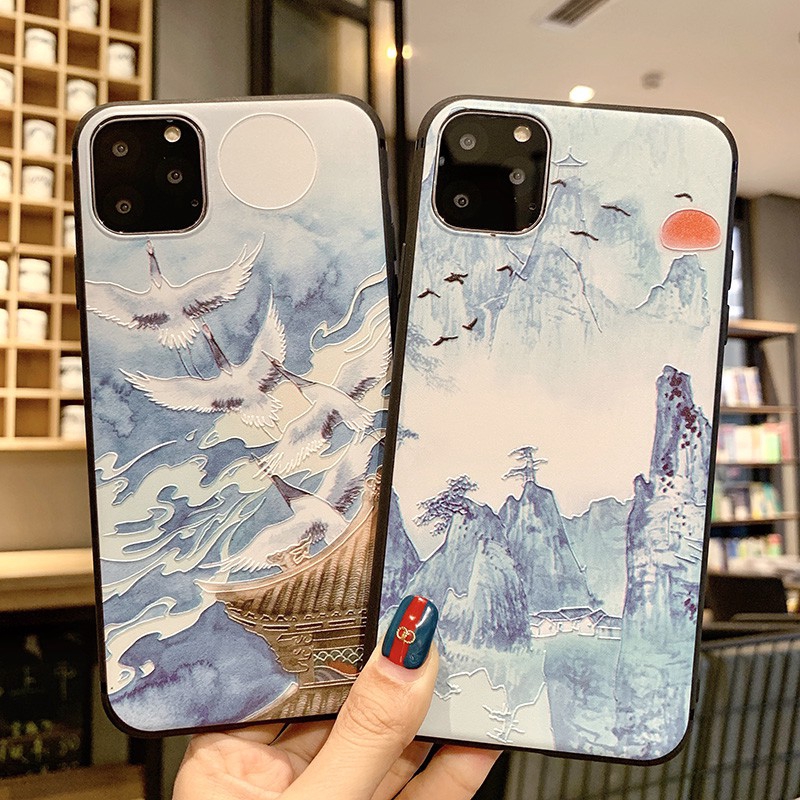 GNC|OPPO A52 A92 A53 A91 A31 2020 A3s A5 A7 A12e A1K K3 K5 F1s F9 F11 F5 Pro Reno3 Realme C11 C1 C2 6i 5i 5s XT Pro White Crane Soft Case