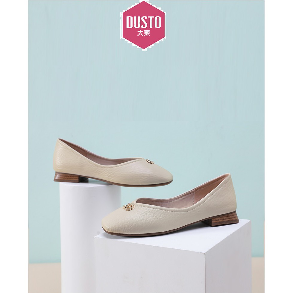 Giày búp bê DUSTO da mềm, mũi vuông, gót vuông 2cm