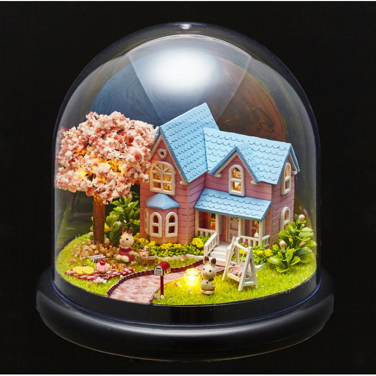 Mô hình nhà gỗ DIY – Hộp âm nhạc Biệt thự hoa anh đào