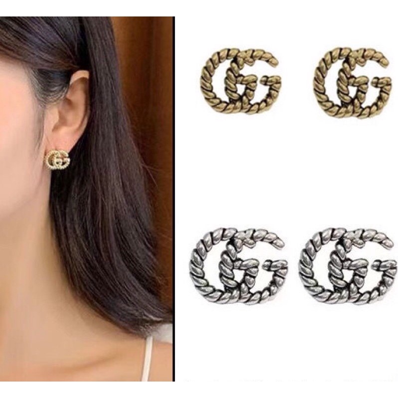 Khuyên Tai Dạng Vòng Bằng Thép Titan In Logo Gucci Thời Trang Dành Cho Nữ