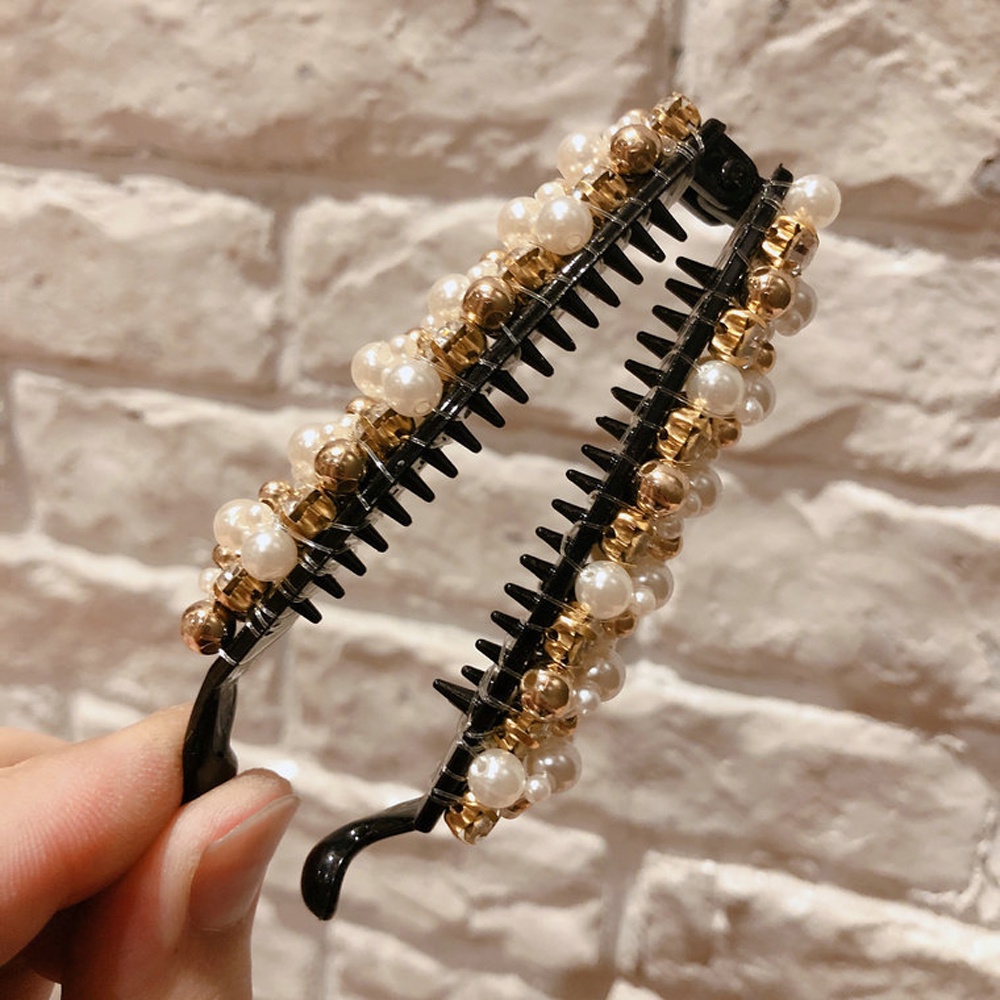 Kẹp tóc dạng dọc bằng nhựa đính hạt ngọc trai tùy chọn màu sắc thời trang dành cho nữ