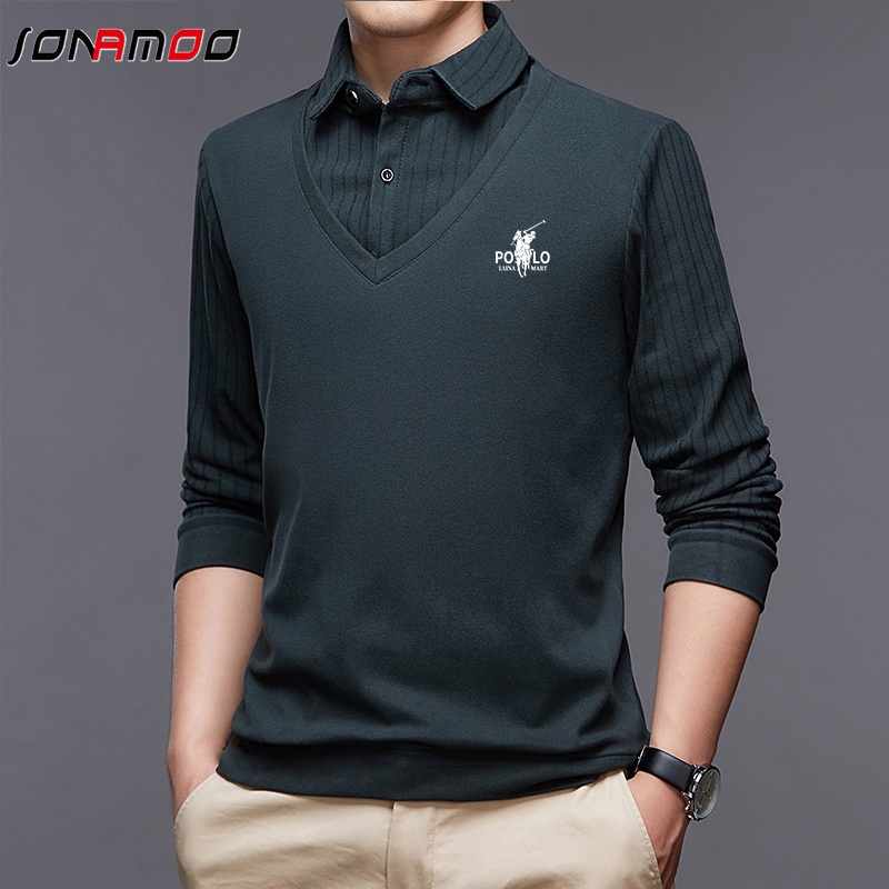 Áo polo Cotton Dài Tay Thời Trang Công Sở Cho Nam 5 Màu Lựa Chọn
