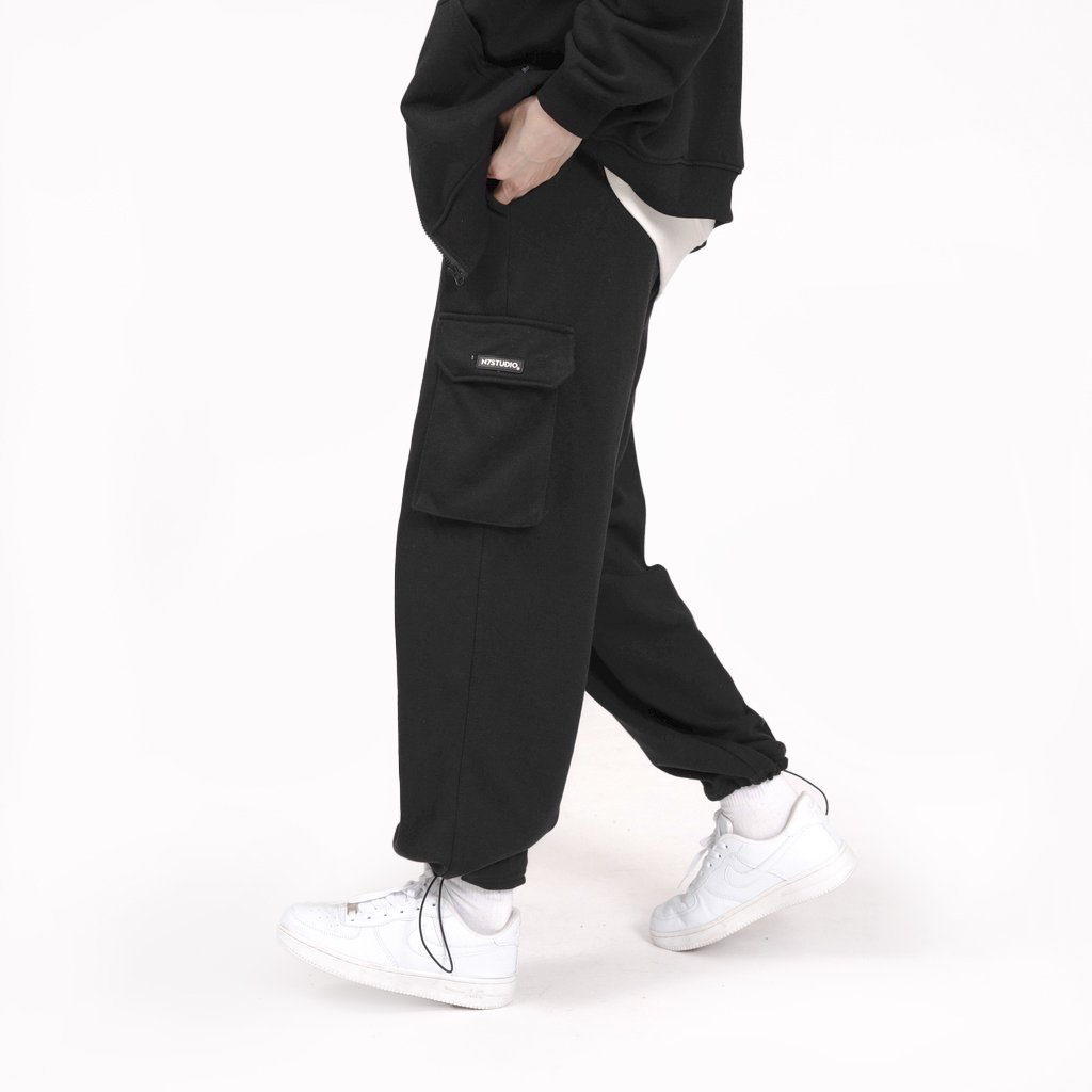 Quần ống rộng túi hộp N7 jogger bó chun basic nam nữ form rộng Local Brand P02