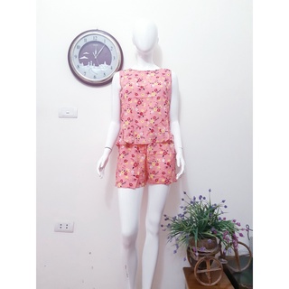 Bộ lanh lụa quần ngắn Hoa Bèo