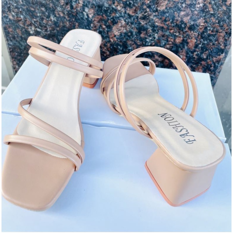 Dép cao gót quai mảnh mùa hè 2022 size 35-43 -Sandal đến vuông 4 cm quai mảnh cực êm chân A-12