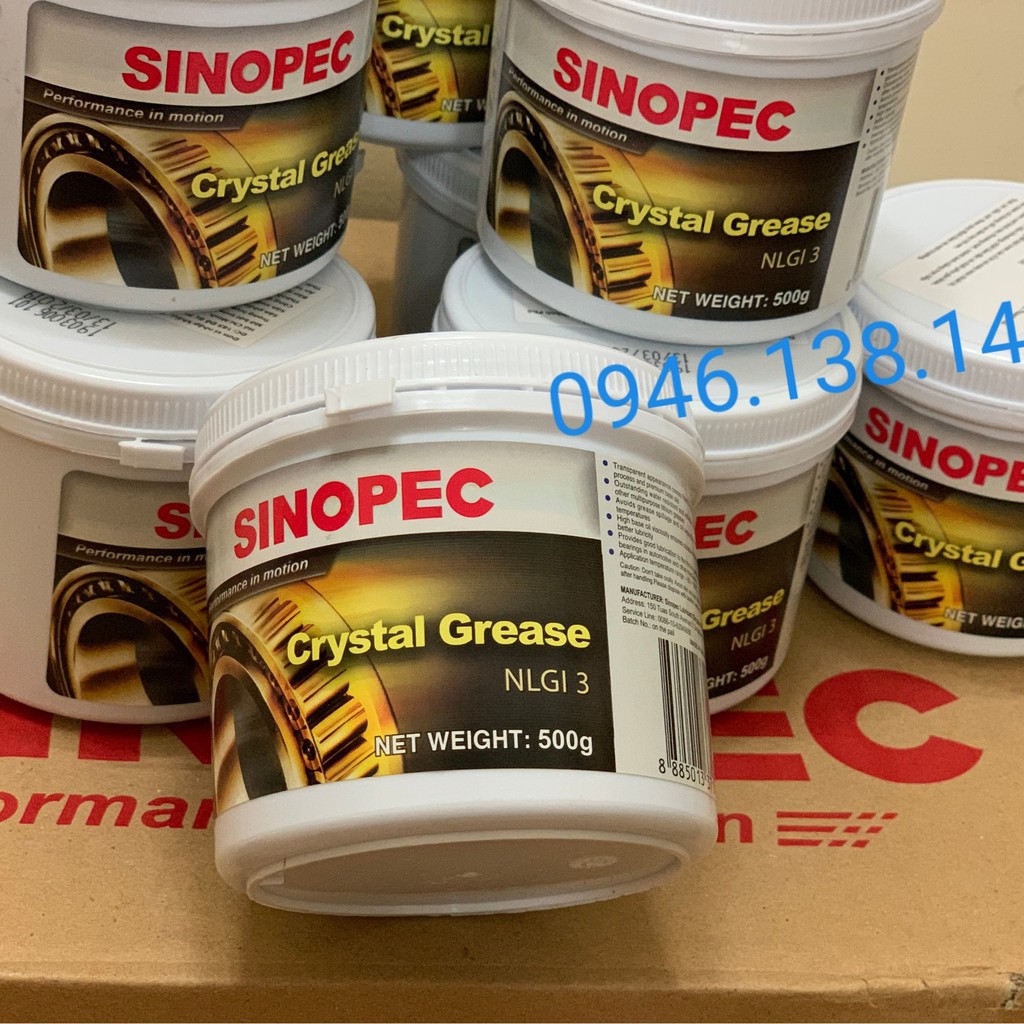 Mỡ bò chịu nhiệt Sinopec Cristal NLGI.3 Made in Singapore 500gr