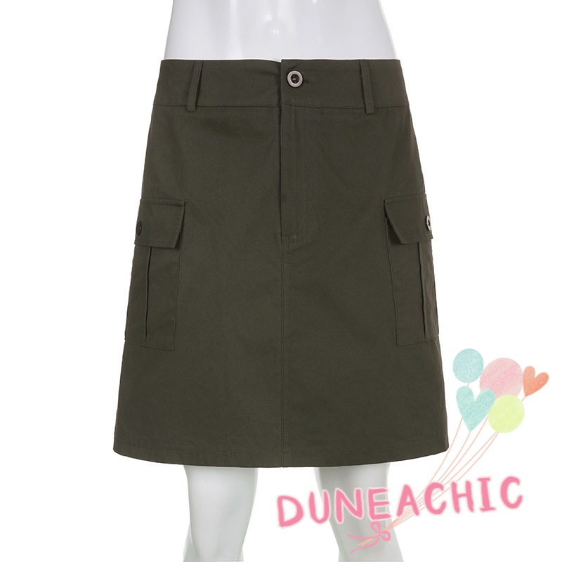 DUNEA Chân Váy Chữ A Màu Sắc Retro Thời Trang Cho Nữ