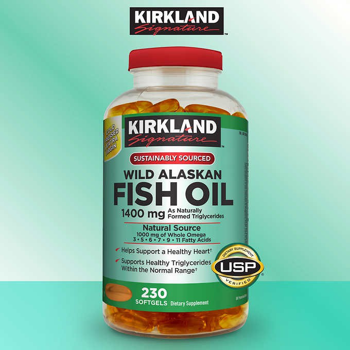 Dâu cá Kirkland Signature Wild Alaskan Fish Oil 1400mg 230 viên