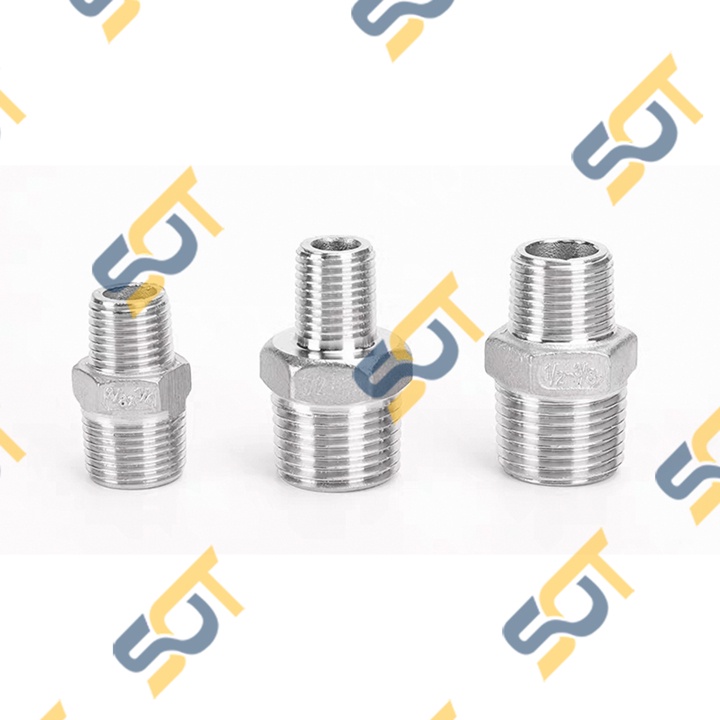 [KÉP THU] Chuyển 1/2 21 xuống 13 &amp; 17 hai đầu ren ngoài bằng INOX (Inox pipe reducing hexagon nipple) Man thu &amp; đều