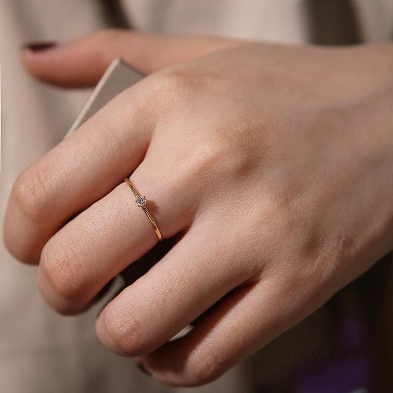 Nhẫn Đính Hôn Mạ Vàng 14K 1.25 Ct Đính Kim Cương Nhân Tạo