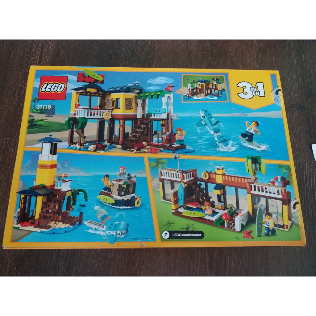 LEGO Creator 3in1 Surfer Beach House 31118 Building Kit Featuring Beach Hut and Animal Toys, Nhà lướt sóng bãi biển