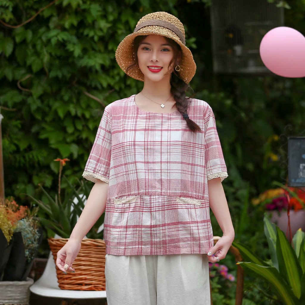 ÁO MORI VẠT CONG CARO TÚI VIỀN REN