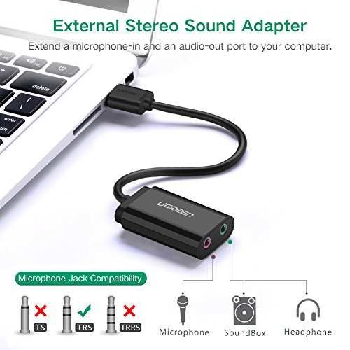 USB sound - Card Sound UGREEN 30724 - Cáp Chuyển USB Ra 2 Cổng Mic và Tai Nghe không cần driver - Hàng Chính Hãng