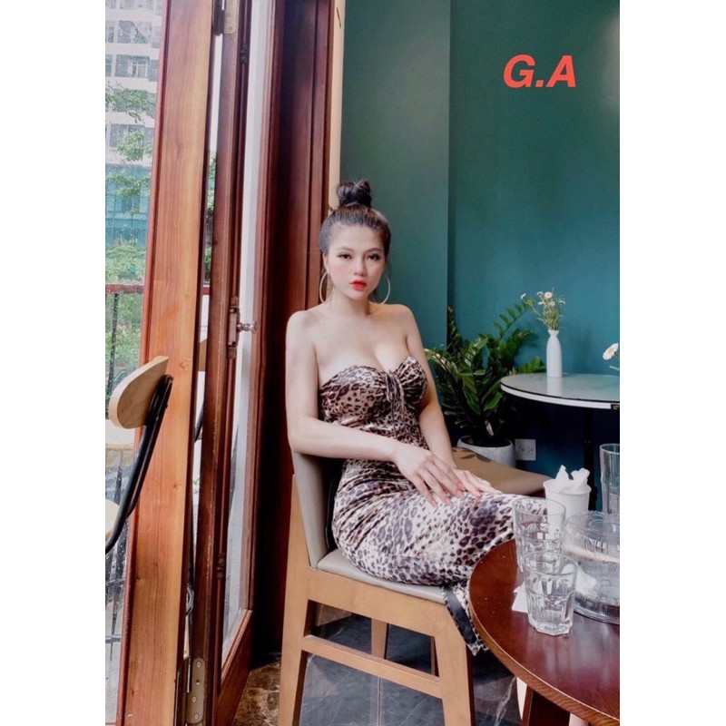 Váy nhung báo có cúp ngực dáng body siêu hot