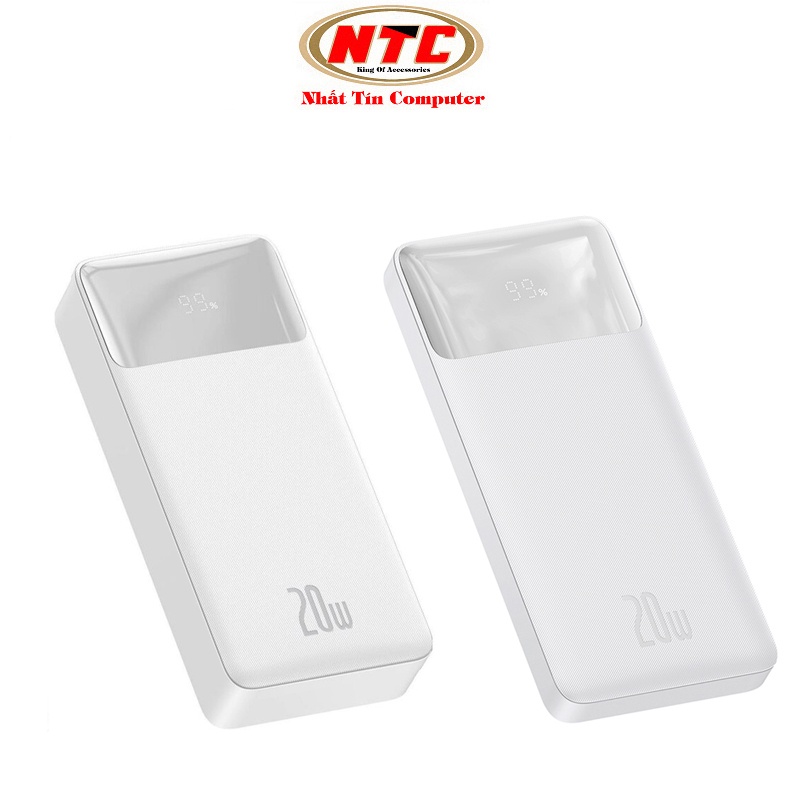 Pin dự phòng sạc nhanh Baseus Bipow Digital PPBD10K / PPBD20K màn hình LCD - hỗ trợ QC 18W và PD 20W (màu trắng)