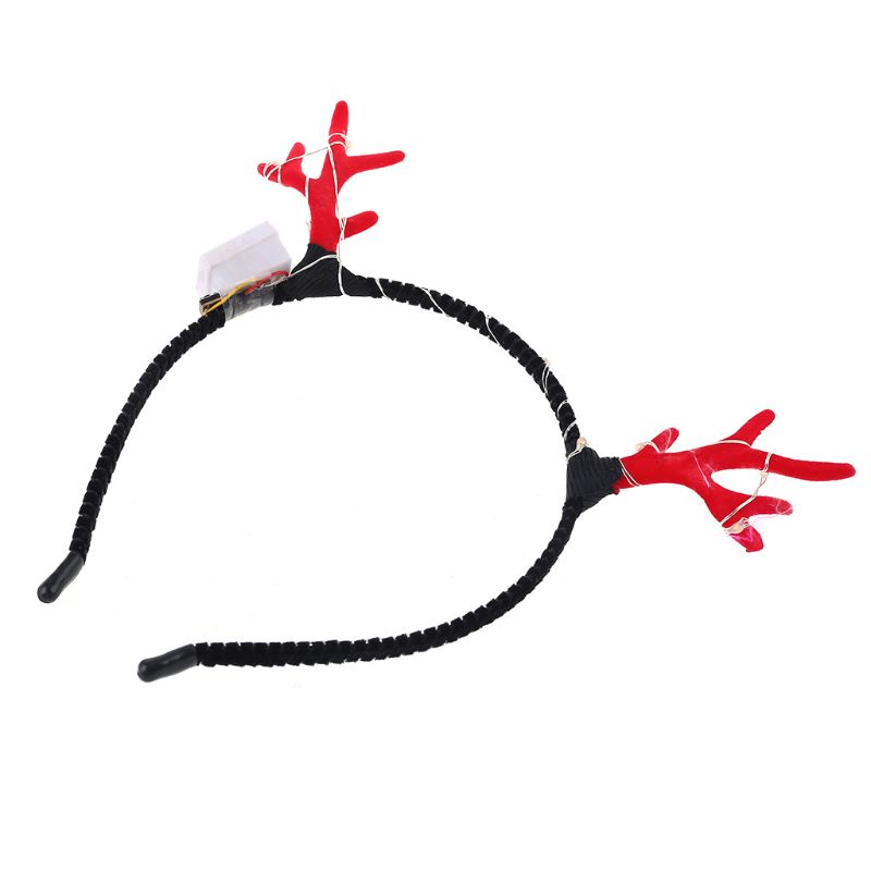 Băng Đô Cài Tóc Hình Sừng Tuần Lộc Dễ Thương Có Đèn LED