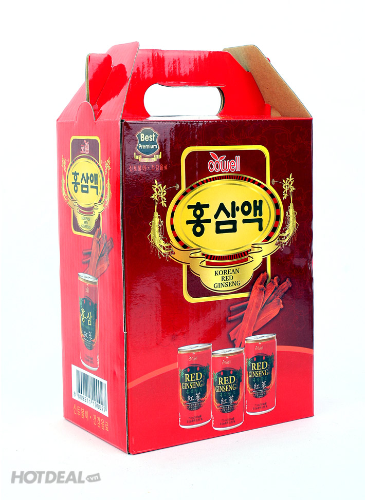 Nước Hồng Sâm Hàn Quốc Cowell Korean Red Ginseng Drink 12 lon x 175ml