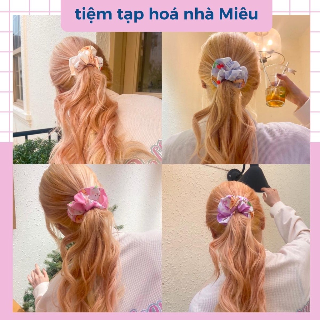 Dây cột tóc scrunchies hoạ tiết hoạt hình dễ thương - tiệm tạp hoá nhà Miêu