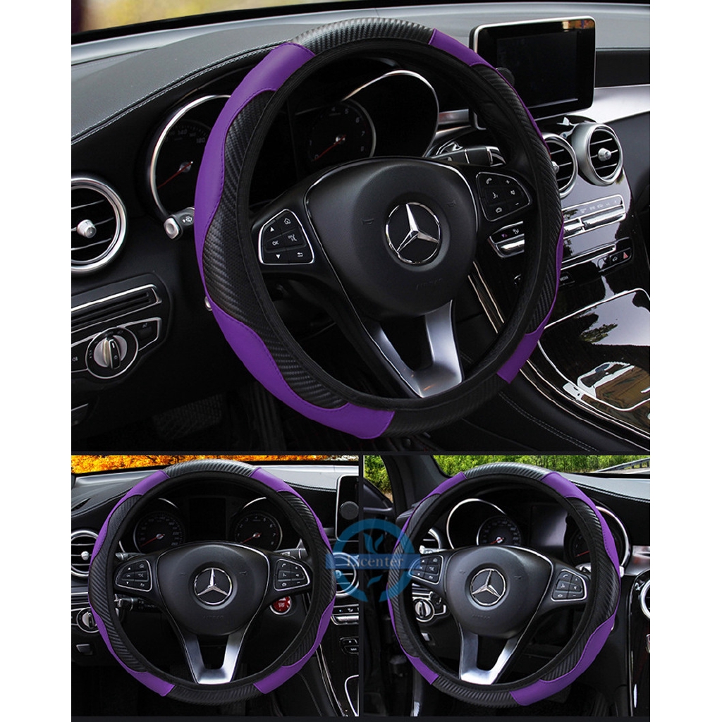 Vỏ bọc vô lăng xe hơi bằng da PU + sợi carbon