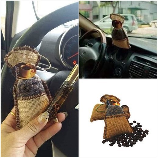 Nước hoa ô tô, túi treo hương cafe Hazelnut kèm tinh dầu xịt, khử mùi ô tô hiệu quả